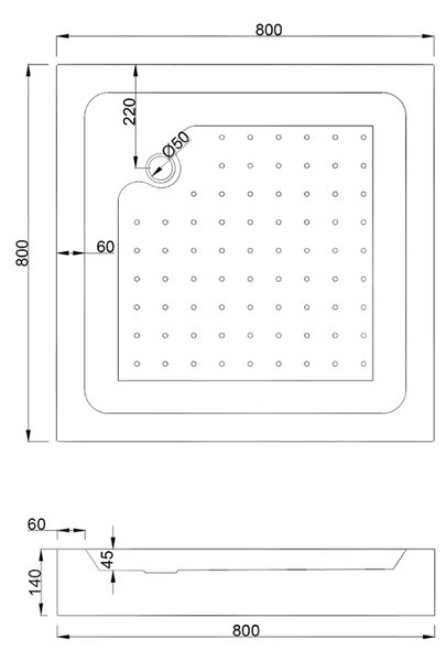 Mexen Rio štvorcová sprchová kabína 80 x 80 cm, čierne pásy, čierna + sprchová vanička, biela - 860-080-080-70-20-4510