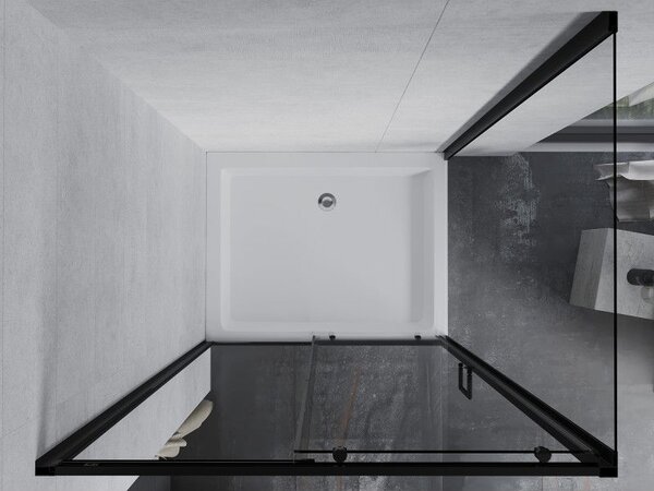 Mexen Apia sprchový kút posuvný 100 x 80 cm, transparentný, čierny + sprchová vanička Rio - 840-100-080-70-00-4510