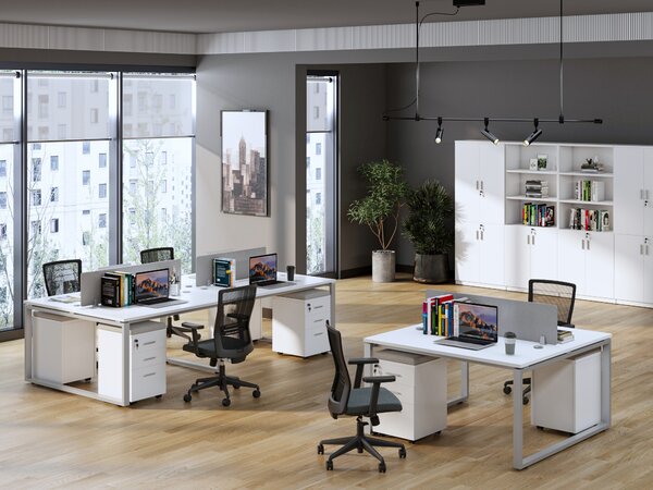 Kancelárska zostava 2 osoby Houseland Prime Max 01 140 cm biela