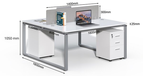 Kancelárska zostava 2 osoby Houseland Prime Max 01 160 cm biela