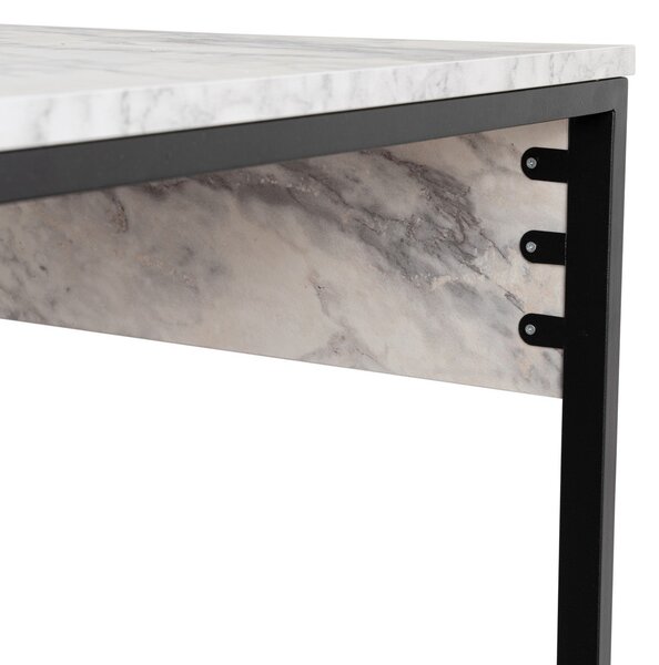 Kalune Design Kancelárska zostava pre 2 osoby TWIN biela mramorová/čierna