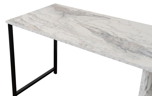 Kalune Design Kancelárska zostava pre 2 osoby TWIN biela mramorová/čierna