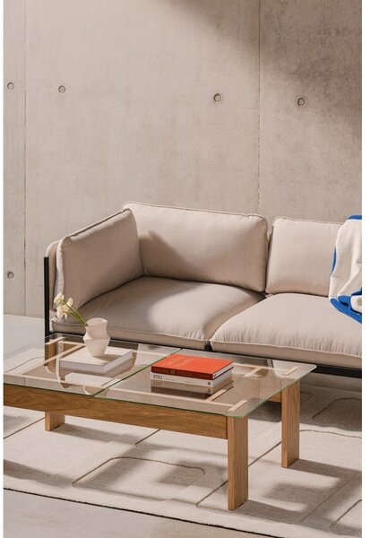 Konferenčný stolík so sklenenou doskou v prírodnej farbe 86x132 cm Naiko – noo.ma