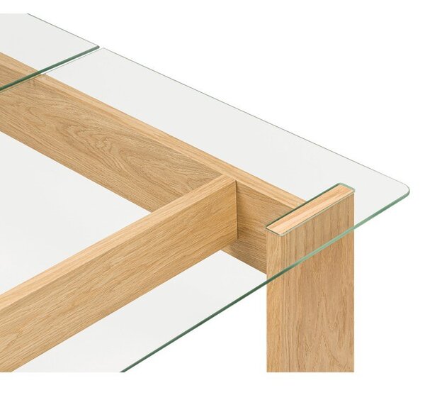 Konferenčný stolík so sklenenou doskou v prírodnej farbe 86x132 cm Naiko – noo.ma