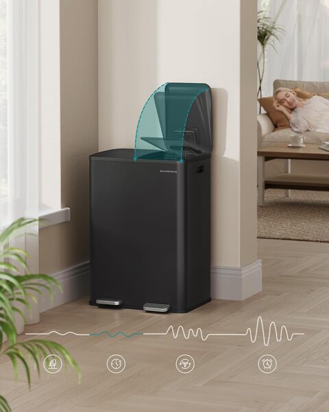 SONGMICS Odpadkový koš s víkem JORDAN 2x30 L černý II