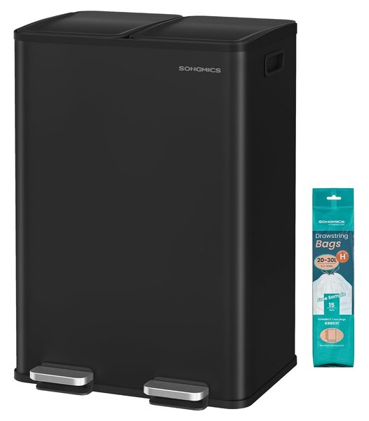 SONGMICS Odpadkový koš s víkem JORDAN 2x30 L černý II