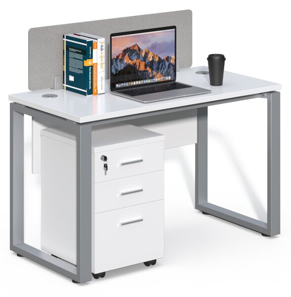 Kancelársky stôl s kontajnerom Houseland Prime Max 01 120 cm biely