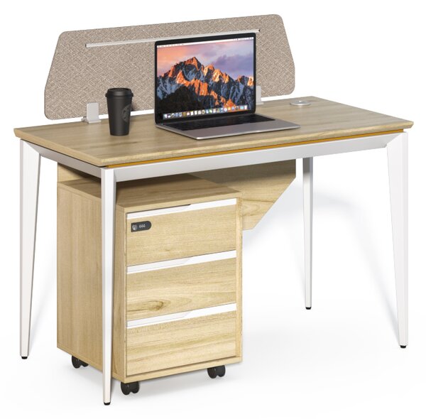 Kancelársky stôl s kontajnerom Houseland Profit Max 01 1206 dub/biely