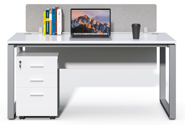 Kancelársky stôl s kontajnerom Houseland Prime Max 01 160 cm biely