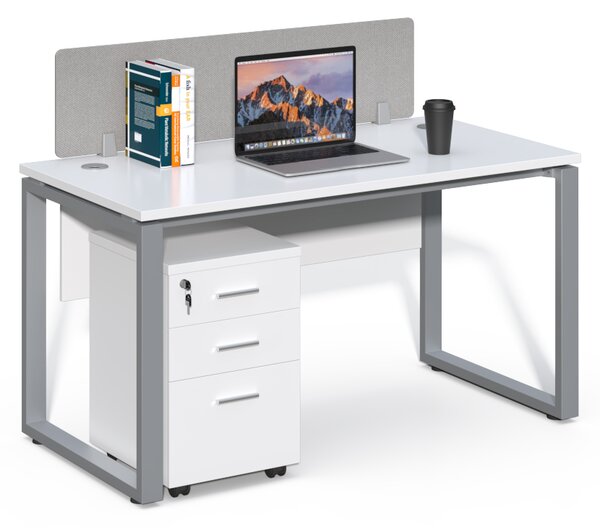 Kancelársky stôl s kontajnerom Houseland Prime Max 01 140 cm biely