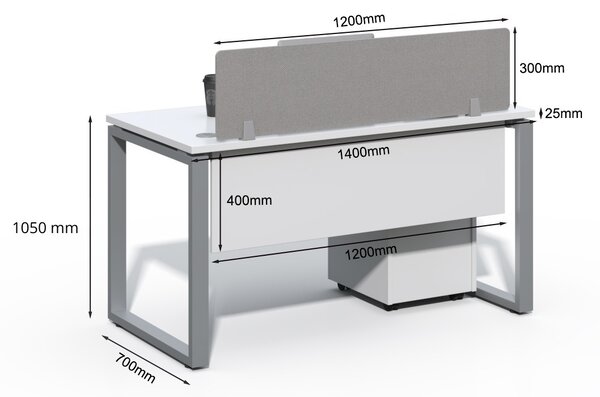 Kancelársky stôl s kontajnerom Houseland Prime Max 01 140 cm biely