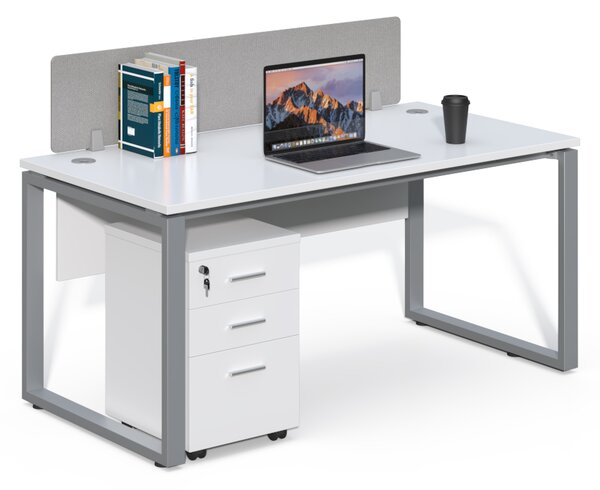 Kancelársky stôl s kontajnerom Houseland Prime Max 01 160 cm biely