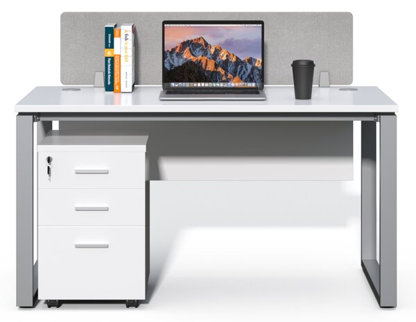 Kancelársky stôl s kontajnerom Houseland Prime Max 01 140 cm biely