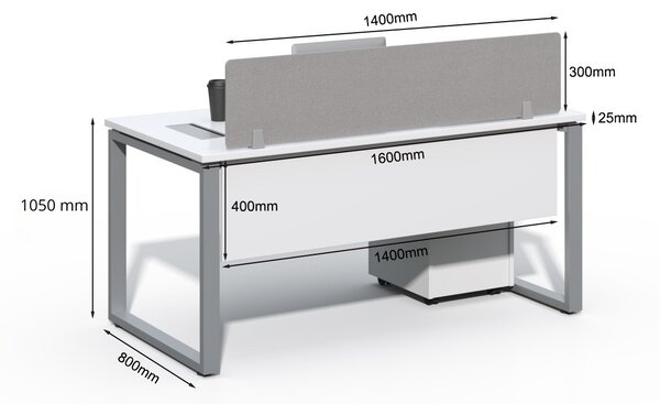 Kancelársky stôl s kontajnerom Houseland Prime Max 01 160 cm biely