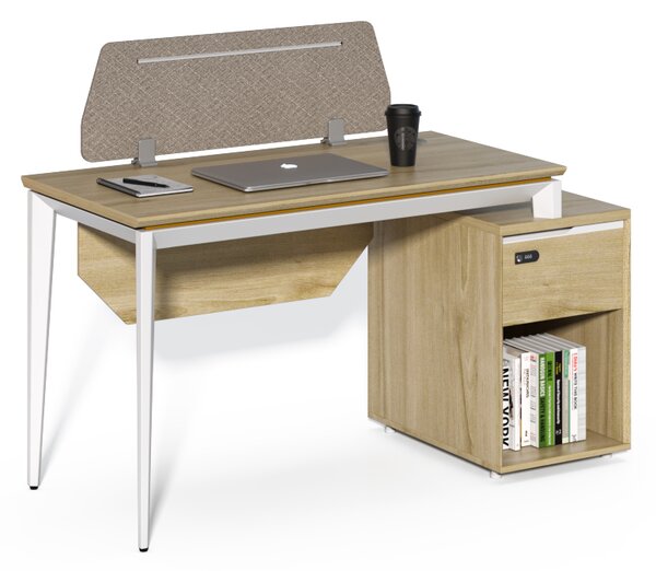 Kancelársky stôl s skrinkou Houseland Profit Max 03 1406 dub/biely