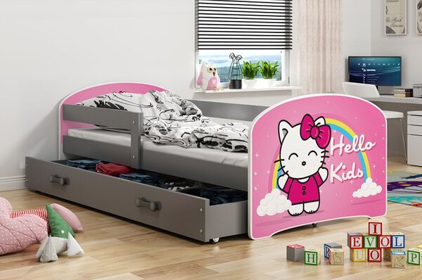 Detská posteľ LUKI 1 160x80 cm Sivá Hello kids