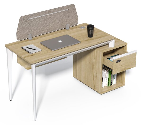Kancelársky stôl s skrinkou Houseland Profit Max 03 1406 dub/biely