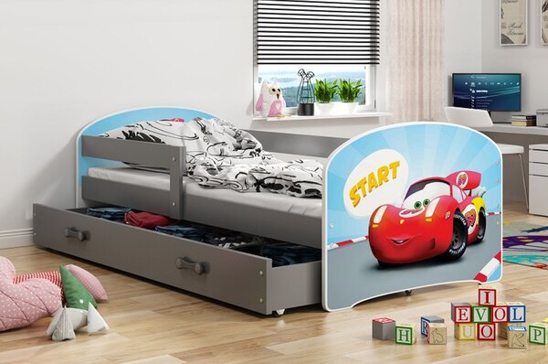 Detská posteľ LUKI 1 160x80 cm Sivá Cars
