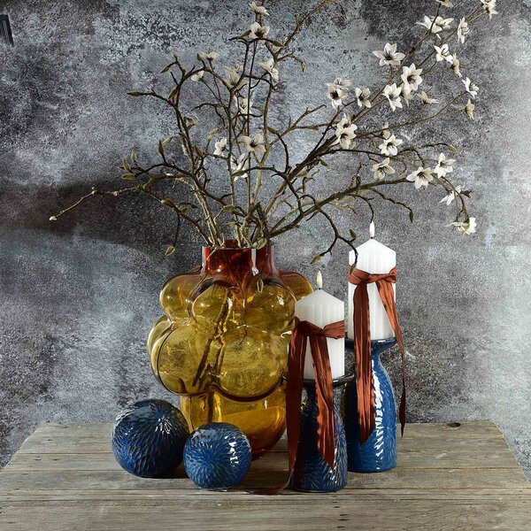 Mondex Keramický svietnik YARINE BLUE 25 cm modrý