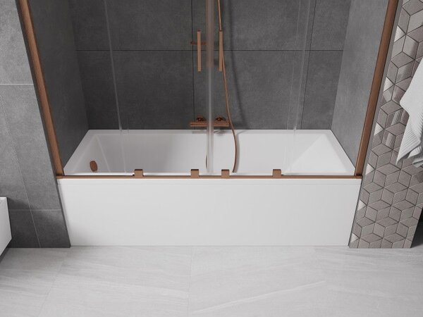 Mexen Velar Duo vaňová zástena 2-krídlová posuvná 200 x 150 cm, transparentná, brúsená meď - 896-200-000-02-65