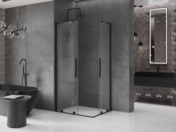 Mexen Velar L Duo posuvná sprchová kabína 90 x 80 cm, priehľadná, čierna - 871-090-080-02-03-70