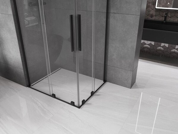 Mexen Velar L Duo posuvná sprchová kabína 90 x 80 cm, priehľadná, čierna - 871-090-080-02-03-70