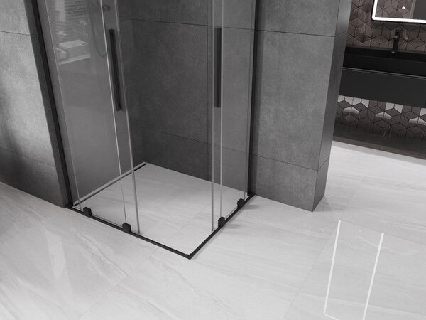 Mexen Velar L Duo posuvná sprchová kabína 90 x 80 cm, priehľadná, čierna - 871-090-080-02-03-70
