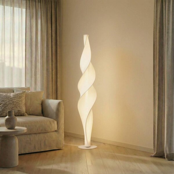 Lucande LED stojacia lampa Novelle, biele, výška 137 cm, Biela / opálová, Obývacia izba / jedáleň, Plast, Dizajn, Stojaca lampa