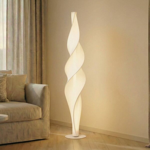 Lucande LED stojacia lampa Novelle, biele, výška 137 cm, Biela / opálová, Obývacia izba / jedáleň, Plast, Dizajn, Stojaca lampa