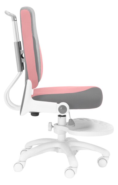 Detská rastúca stolička Neoseat KINDER WHITE PLUS — látka, šedá / svetlo ružová