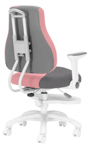 Detská rastúca stolička Neoseat KINDER WHITE PLUS — látka, šedá / svetlo ružová