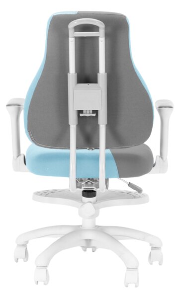 Detská rastúca stolička Neoseat KINDER WHITE PLUS — látka, šedá / svetlo modrá