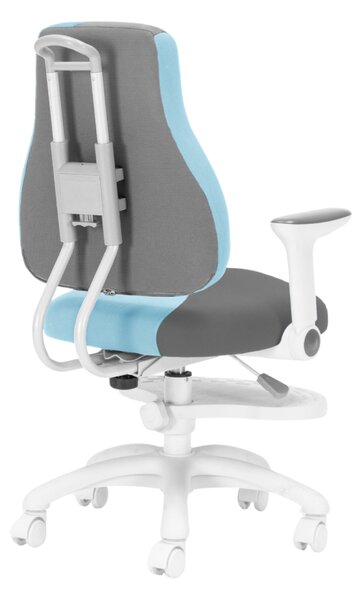 Detská rastúca stolička Neoseat KINDER WHITE PLUS — látka, šedá / svetlo modrá