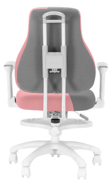 Detská rastúca stolička Neoseat KINDER WHITE PLUS — látka, šedá / svetlo ružová