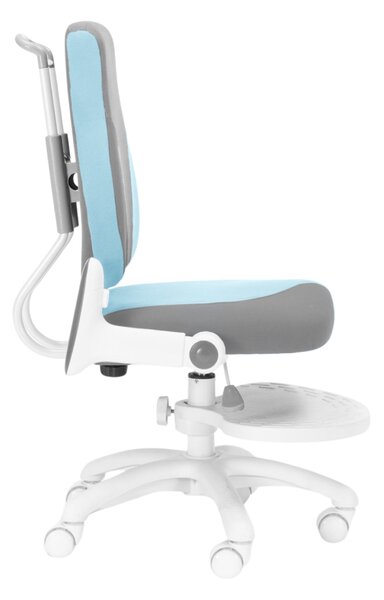 Detská rastúca stolička Neoseat KINDER WHITE PLUS — látka, šedá / svetlo modrá