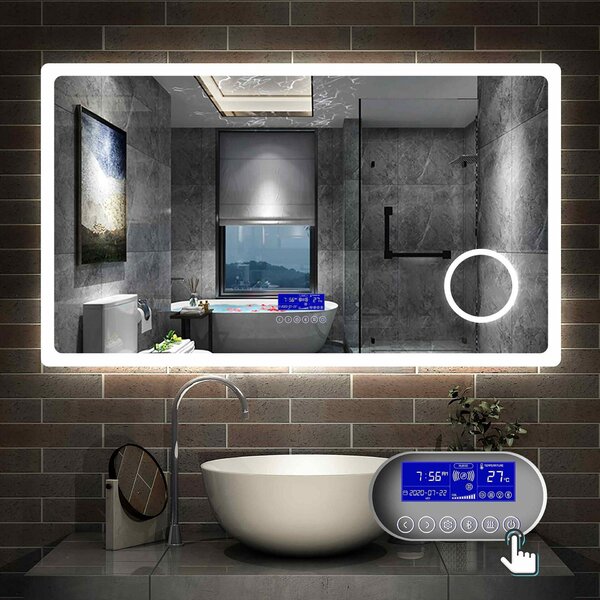 D‘Eluxe Kúpeľňové podsvietené LED zrkadlo 120x70cm MULTIFUNKČNÉ MZ01S