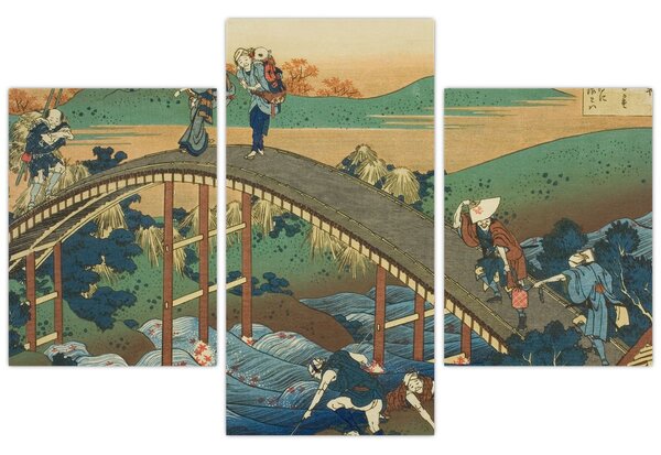 Obraz - Katsushika Hokusai, Ariwara no Narihirafrom the series One Hundred, Poems Explained by the Nurse (Hyakunin isshu uba ga etoki), reprodukcia (90x60 cm)