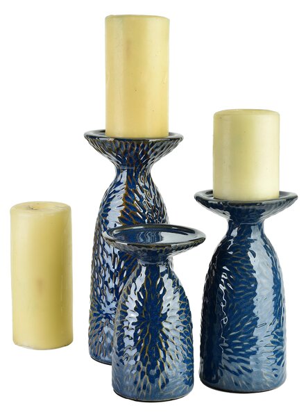 Mondex Keramický svietnik YARINE BLUE 25 cm modrý