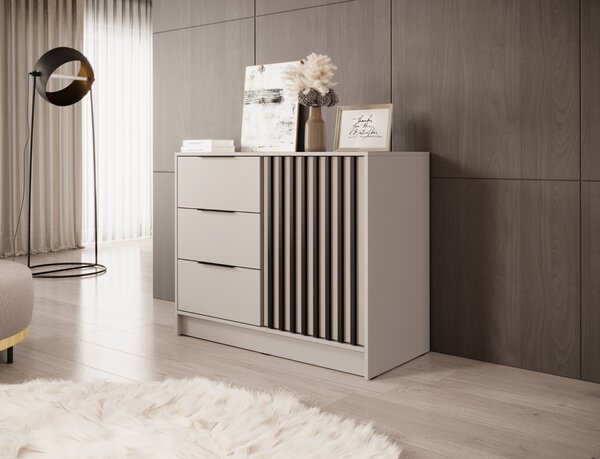 KOMODA LETIZIA S LAMELAMI KAŠMÍR / ČIERNA 105 cm