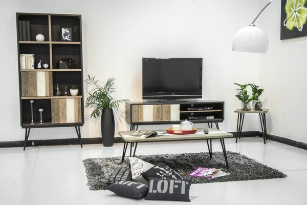 LivinHill TV stolík Adesso 150 cm z masívu čierny/hnedý