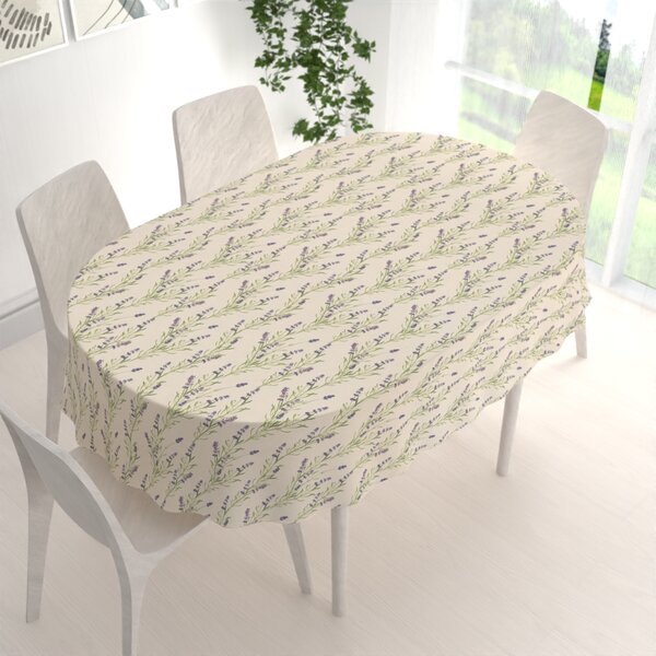 Biante Ľanový oválny dekoračný obrus LEN-009 Levandule na režnom 50x100 cm