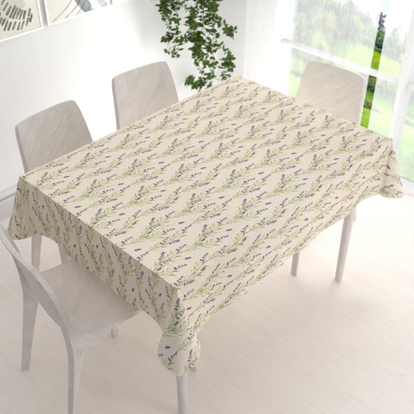 Biante Ľanový obdĺžnikový dekoračný obrus LEN-009 Levandule na režnom 50x100 cm