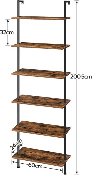 Knižnica Vasagle Zorami 60 cm čierna/hnedá