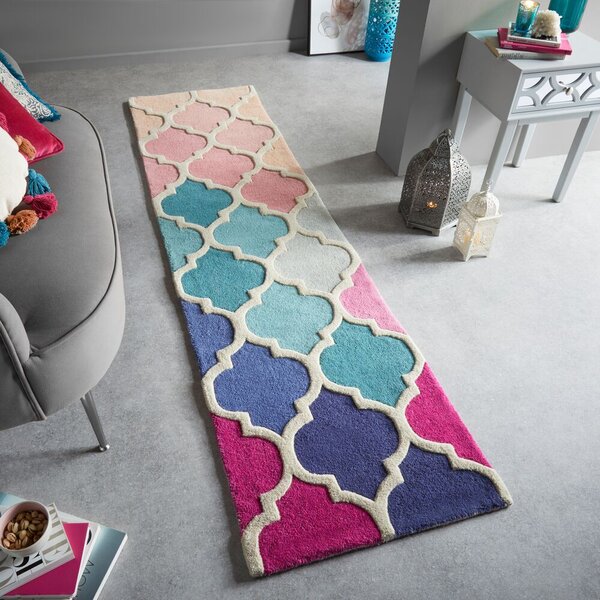 Flair Rugs, Ručne všívaný behúň Illusion Rosella Pink/Blue, 60x230, viacfarebná, chodba / predsieň