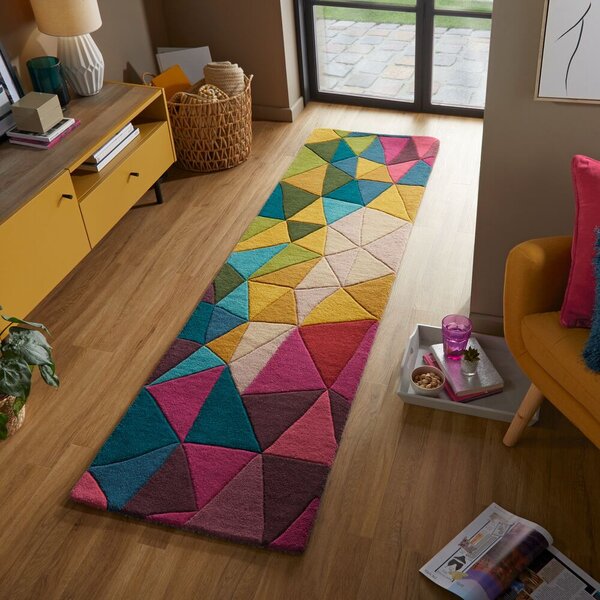 Flair Rugs , Ručne všívaný behúň Illusion Falmouth Multi, 60x230, viacfarebná, chodba / predsieň