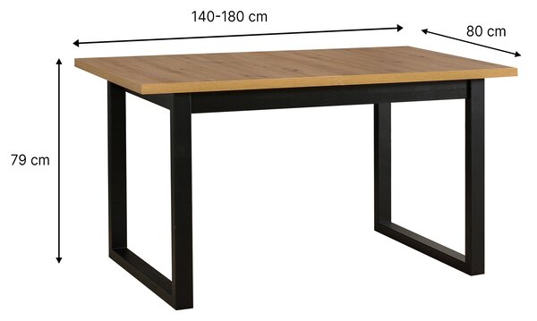 Rozkladací jedálenský stôl Ikon 3 140-180x80 - dub grandson