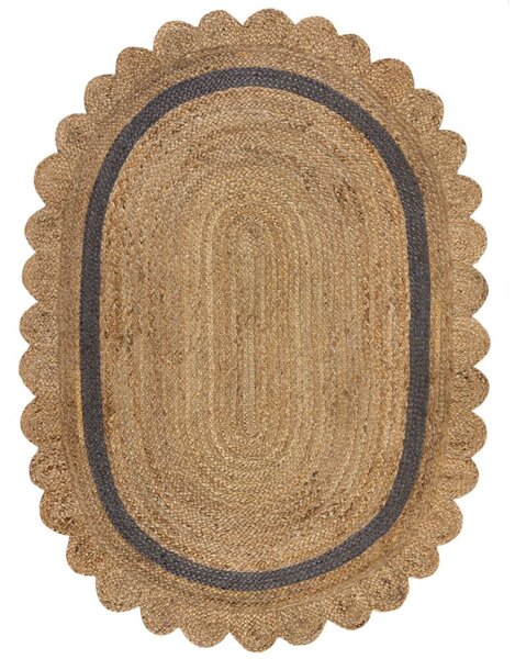 Flair Rugs koberce Kusový koberec Grace Jute Natural/Grey ovál - 120x170 ovál cm