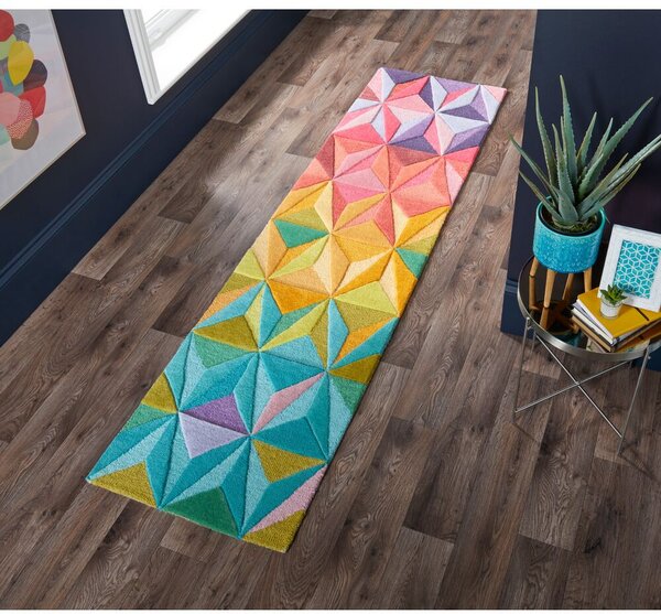 Flair Rugs , Ručne všívaný behúň Illusion Reverie Multi, 60x230, viacfarebná, chodba / predsieň