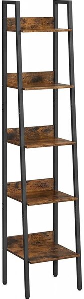 VASAGLE Industriálna knižnica 33,8x30x170cm čiernohnedá