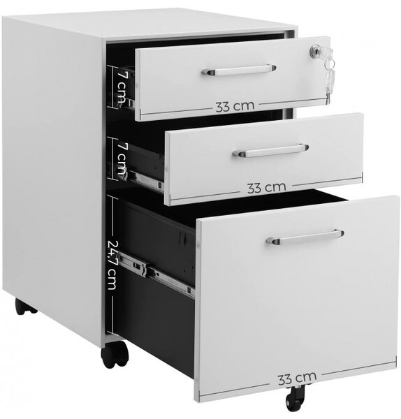 SONGMICS Mobilná kancelárska kartotéka biela